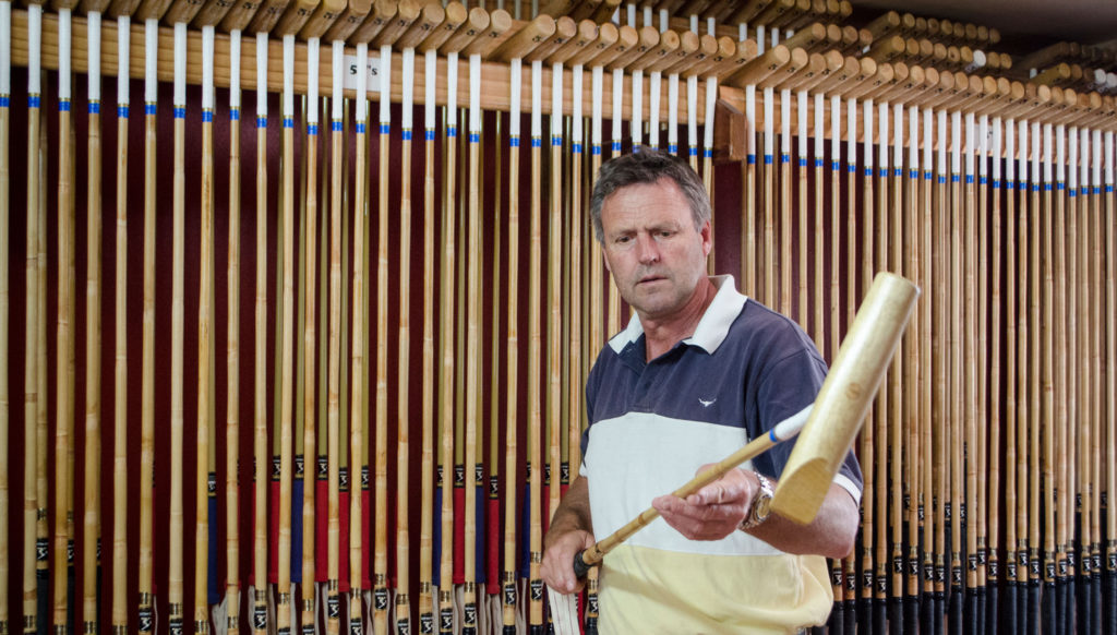 George Wood Inspecting a Polo Mallet